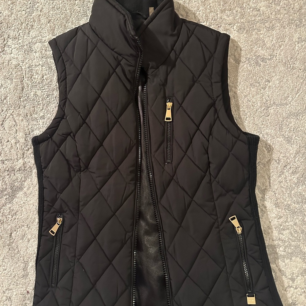 Calvin Klein Black Quilted Vest with High Collar
